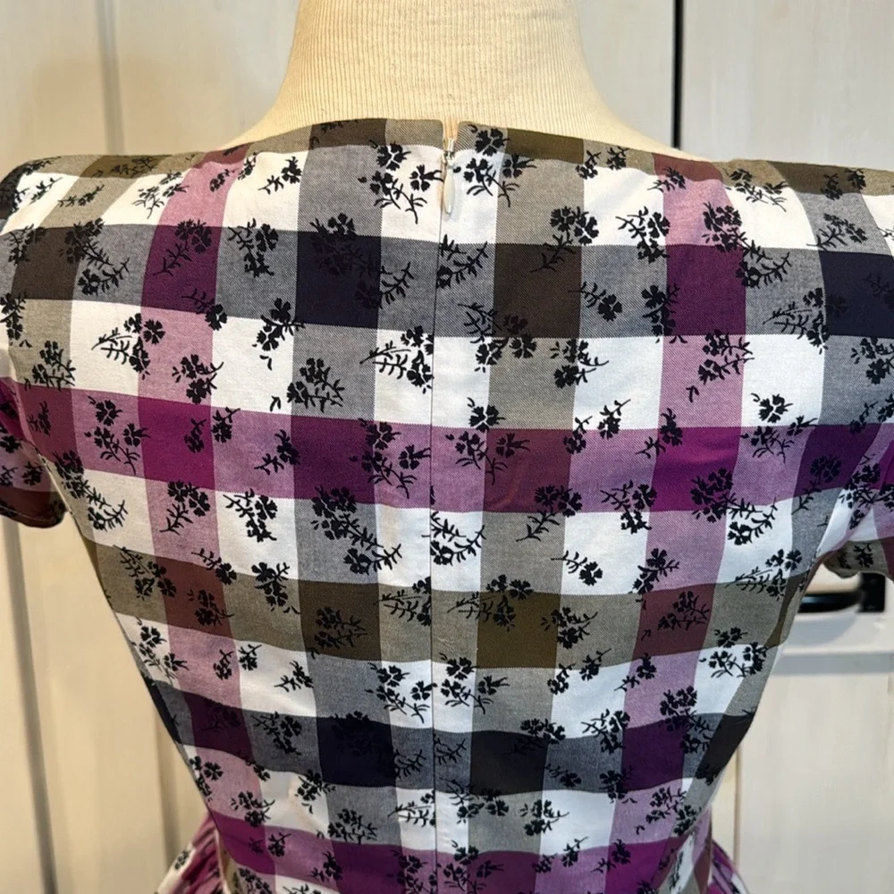Brooks Brothers Red Fleece Plaid Floral Dress - Picture 3 of 4